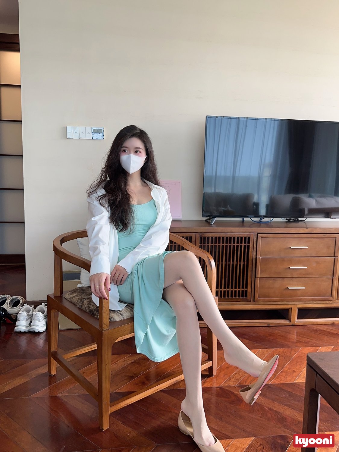 芝岚 天青小妈裙肉丝平底