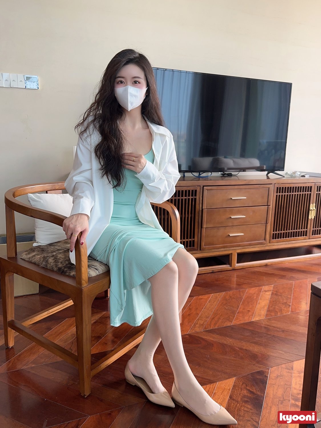 芝岚 天青小妈裙肉丝平底