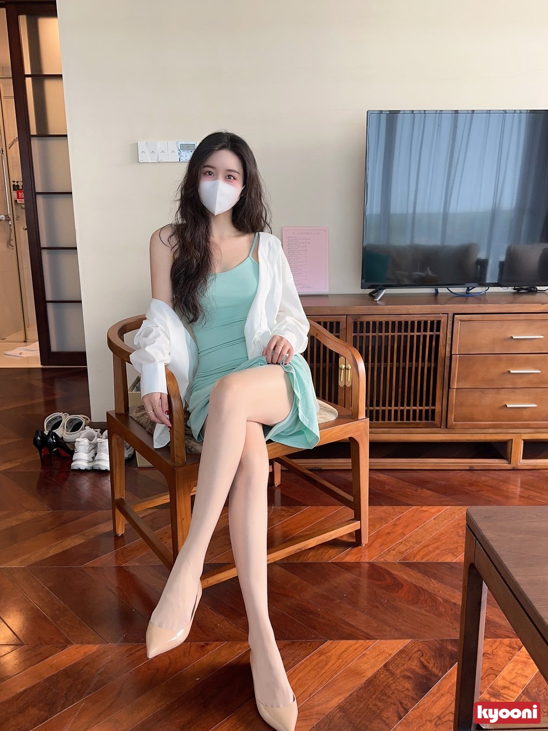 芝岚 天青小妈裙肉丝平底