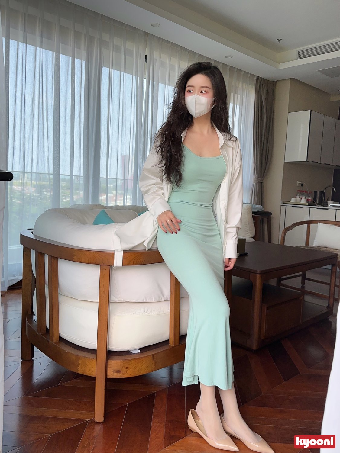 芝岚 天青小妈裙肉丝平底