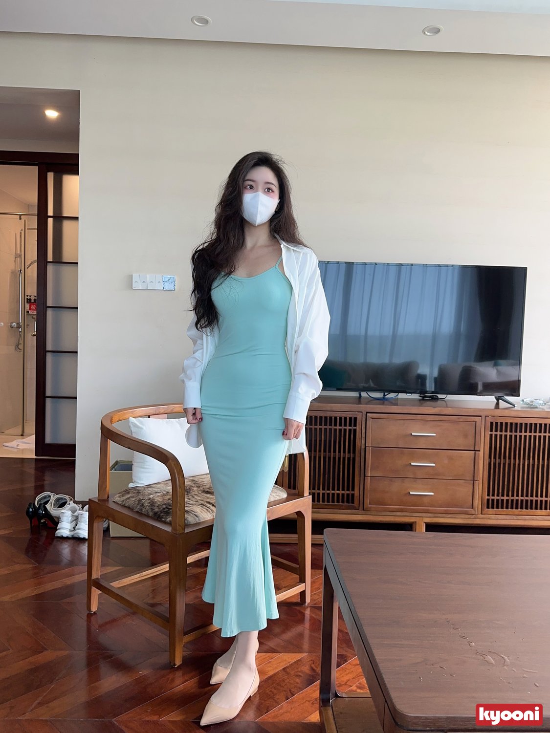 芝岚 天青小妈裙肉丝平底