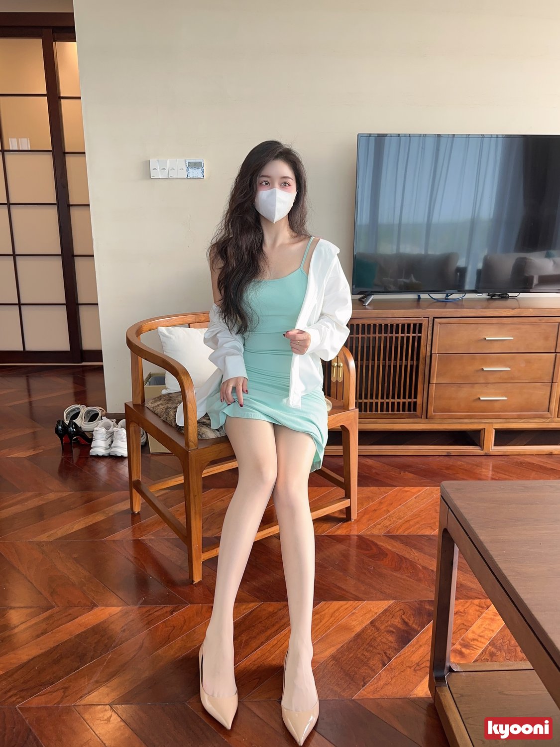 芝岚 天青小妈裙肉丝平底