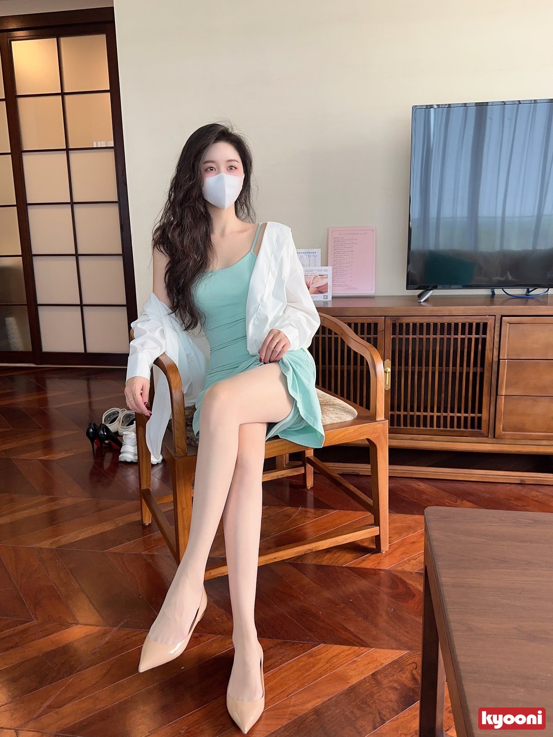 芝岚 天青小妈裙肉丝平底