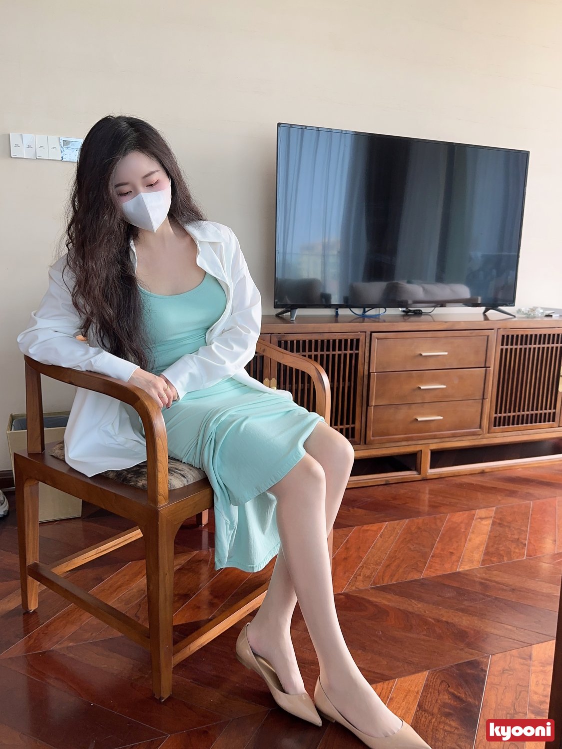 芝岚 天青小妈裙肉丝平底