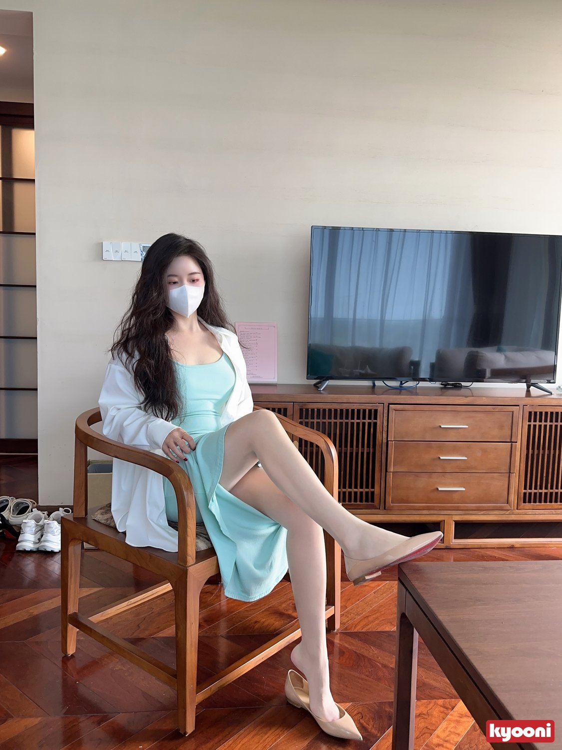 芝岚 天青小妈裙肉丝平底