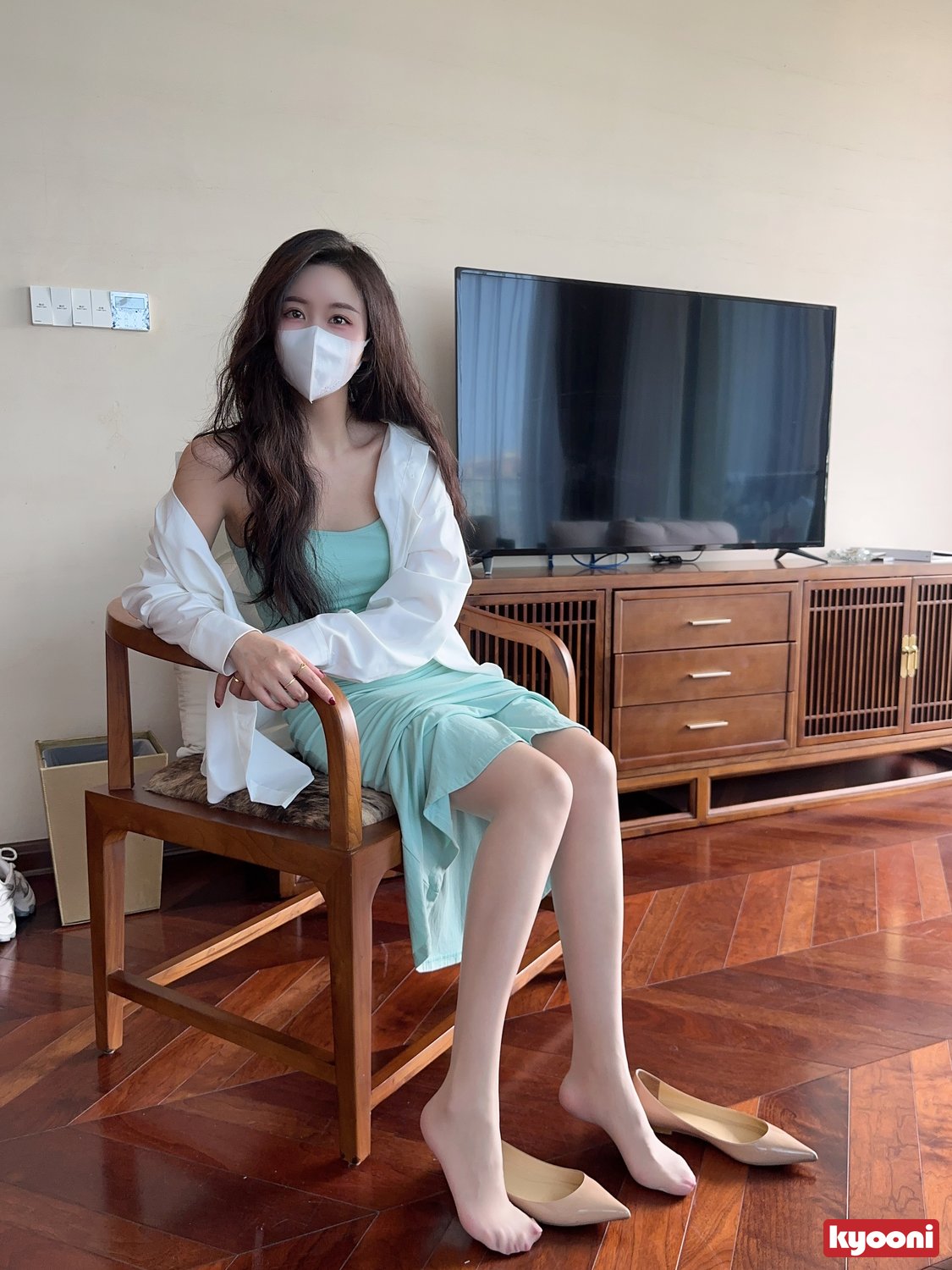 芝岚 天青小妈裙肉丝平底