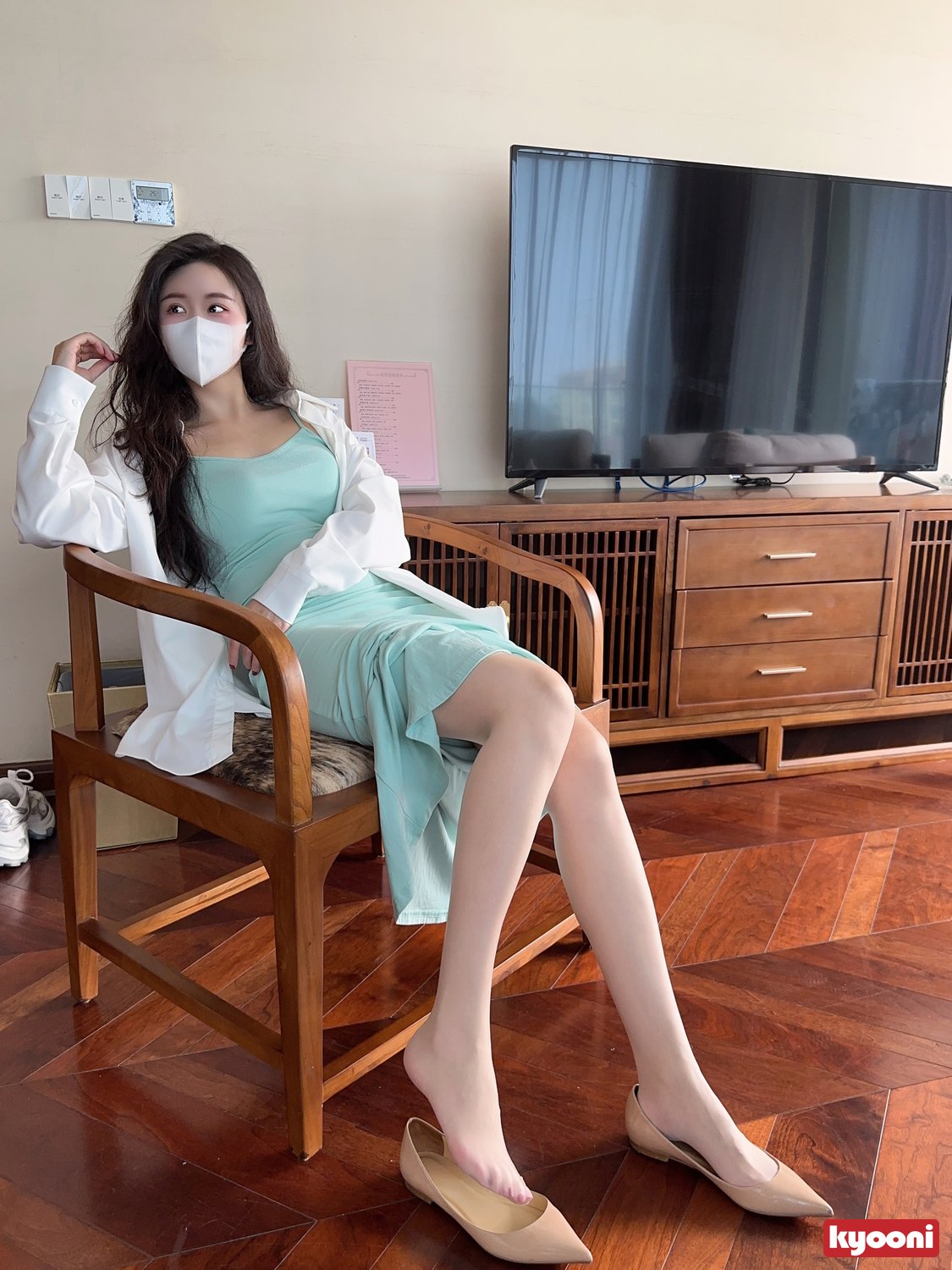 芝岚 天青小妈裙肉丝平底