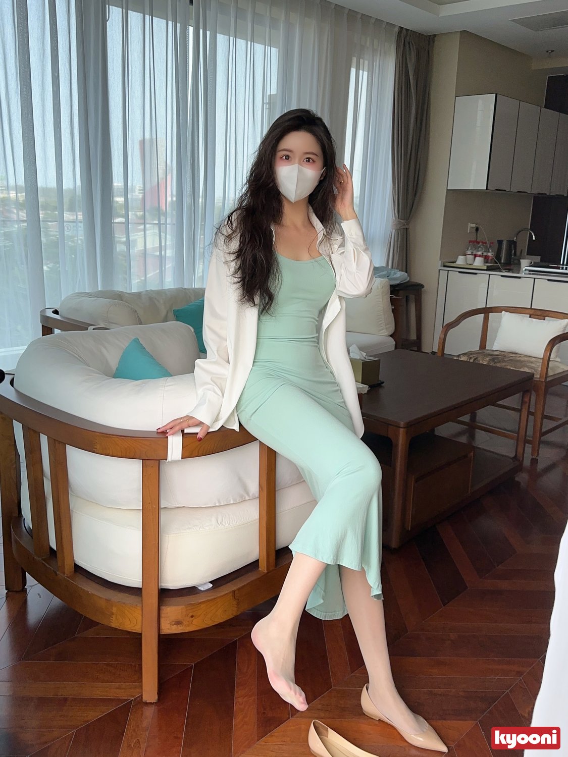 芝岚 天青小妈裙肉丝平底