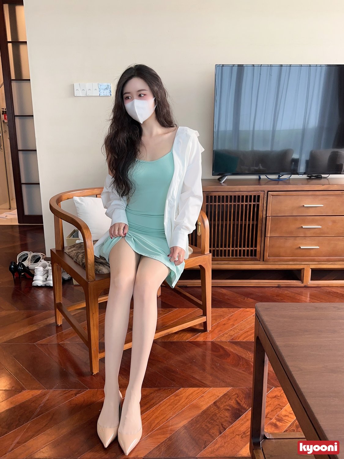 芝岚 天青小妈裙肉丝平底